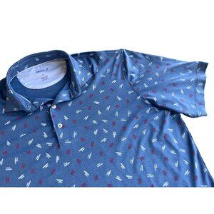 Johnnie-O Polo Shirt Mens Large Blue Short sleeve  Golf Polo
